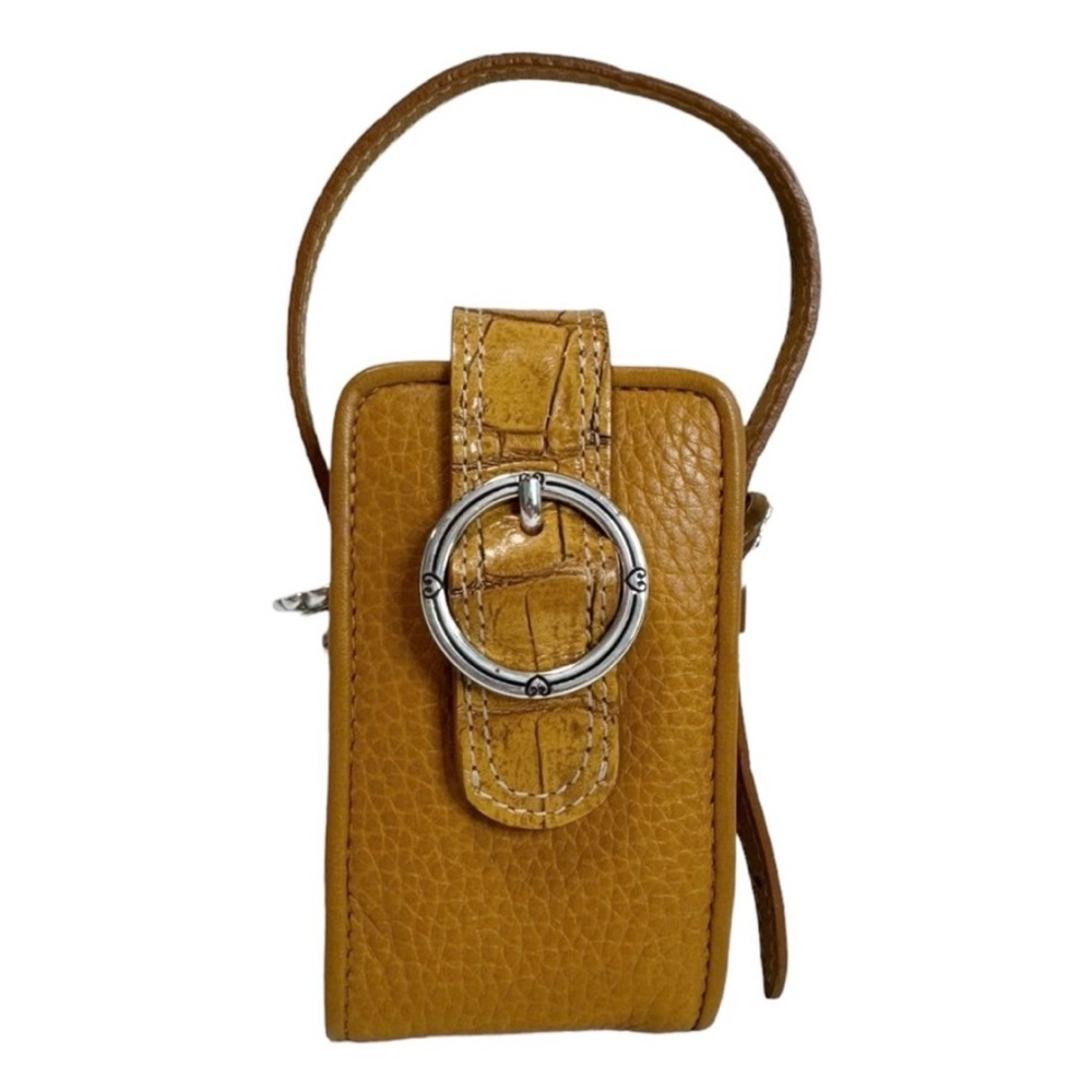 Brighton Genuine Leather Croc Embossed Yellow EarPod Case Mini Crossbody Bag